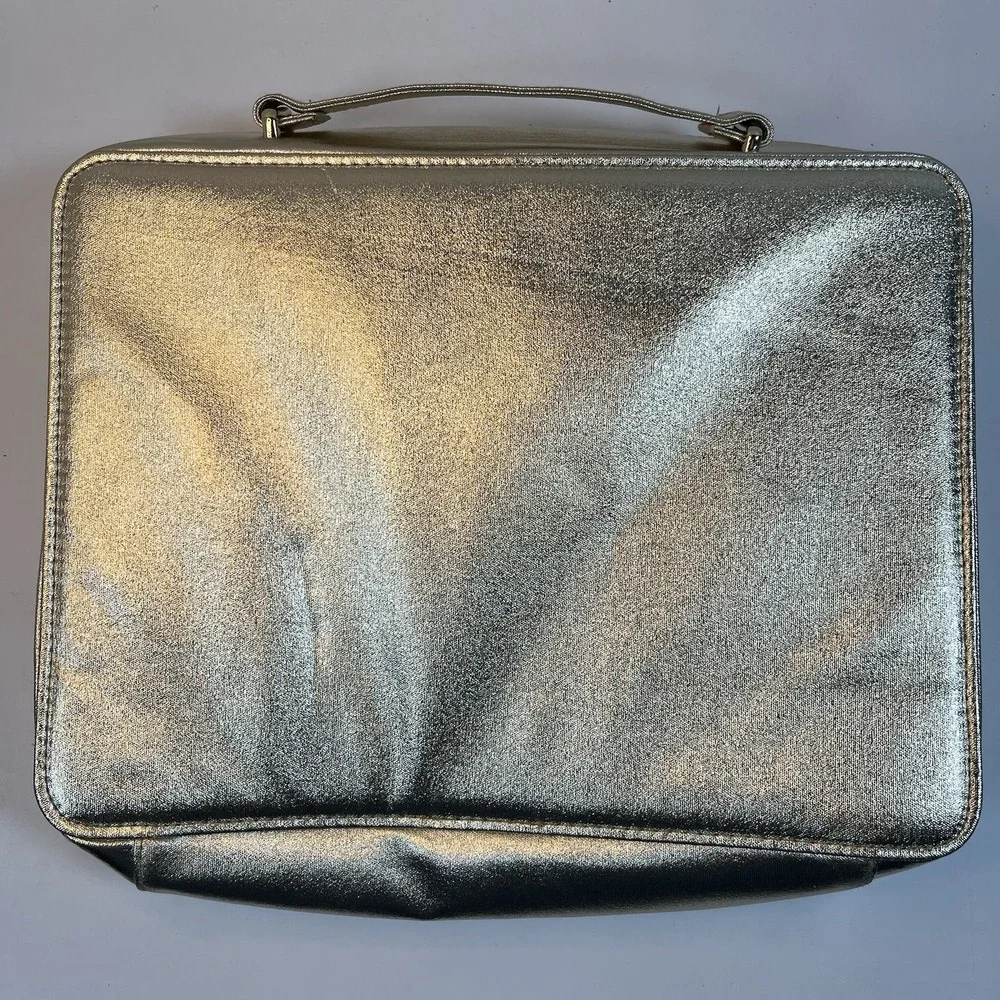 Lancome‎ Metallic Gold Cosmetic Makeup Bag Case